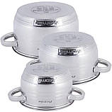 Набір 3 каструлі Kamille Desiree 1л, greenpharm  1.5л, greenpharm  2л greenpharm з нержавіючої сталі з мірною шкалою, фото 3