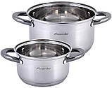 Набір 2 каструлі Kamille Groningen 1.5л, greenpharm  3л greenpharm з нержавіючої сталі з 5-шаровим індукційним дном, фото 2