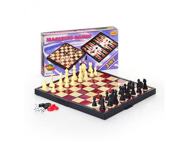 Шахи, шашки, нарди магнітні 3в1, поле 25*25см 9831. pro