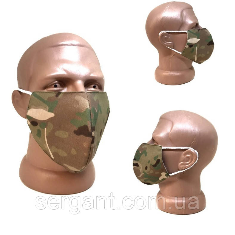 Маска захисна на обличчя двошарова багаторазова камуфляжна МУЛЬТИКАМ, фото 1