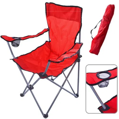 Розкладний стілець крісло для риболовлі і пікніка ПАВУК з Чохлом (Червоний)