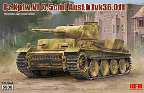 Pz. Kpfw. VI (7,5 cm) Ausf. B (VK36.01). Збірна модель німецького танка в масштабі 1/35. RFM RM-5036