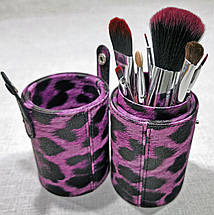 Кисті для макіяжу Look Like 7 штук фіолетовий леопард в тубусі