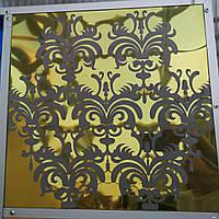 Декоративний лист "під золото", "візерунок", н/ж сталь + нітрид титану, піскоструминний малюнок,