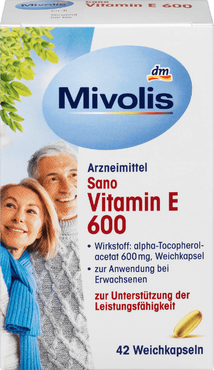 Біологічно активна добавка Mivolis Sano Vitamin E 600, 42 шт., фото 1