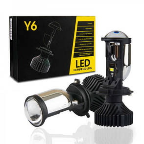 Світлодіодні LED лед лінзи HeadLight Y6D H4 25/35W 6000K, фото 2