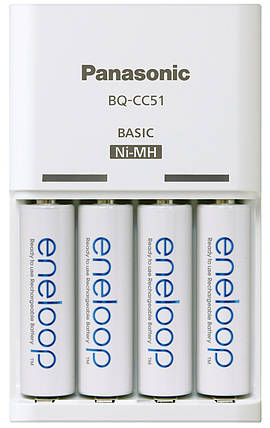Зарядний пристрій Panasonic з акумуляторами BQ-CC51E+BK3MCCE AA/AAA Eneloop LED індикатор ready, фото 2