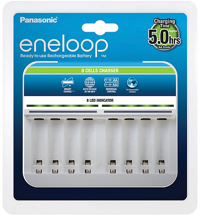 Зарядний для акумуляторів Panasonic BQ-CC63, AA/AAA, Eneloop ready, LED індикатор, 8 каналів, фото 2