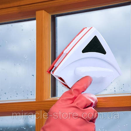 Магнітна щітка для миття та очищення вікон з високоякісного пластику, фото 2