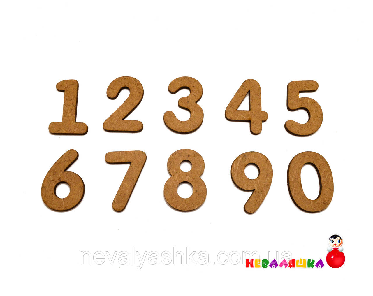 Дерев'яна Заготовка для Бизиборда Цифри МДФ Маленькі (БЕЗ ПІДКЛАДКИ) Набір Цифр 0-9 Комплект МДФ, фото 1