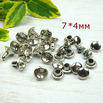 Хольнітени двосторонні зі стразами Заклепки 7*4мм 10шт (SHL001)