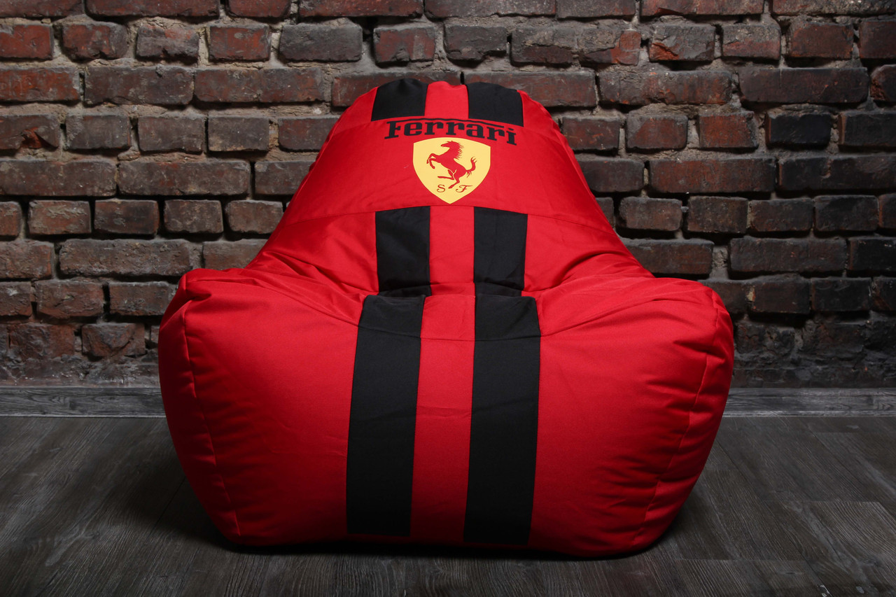Червоне Бескаркасне крісло мішок диван Ferrari, Феррарі з логотипом