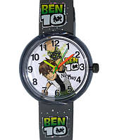 Часы детские Бен 10, наручные, кварцевые, для мальчиков, с цифрами, серый ремешок