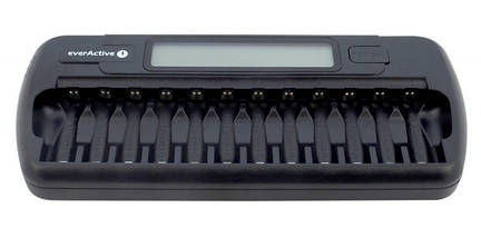 Універсальний зарядний пристрій everActive NC-1200 12 каналів Ni-Cd/Ni-Mh 220V/12V Refresh LCD, фото 3