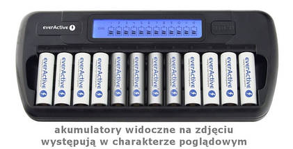 Універсальний зарядний пристрій everActive NC-1200 12 каналів Ni-Cd/Ni-Mh 220V/12V Refresh LCD, фото 2