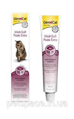 Паста для котів Gim Cat Malt-Soft Paste Extra (Джім Кет Мальт-Софт для виведення шерсті), 50г., фото 1
