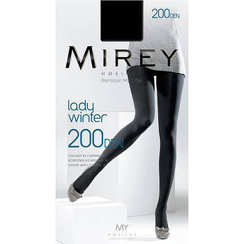 Теплі колготки тривимірне плетіння з м'якої 3D бавовни Mirey LADY WINTER 200 ден No3 M чорні ЛЖЗ-120477