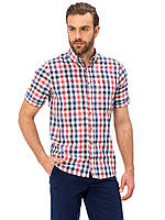 Белая мужская рубашка LC Waikiki / ЛС Вайкики в красно-синюю клетку, с карманом на груди
