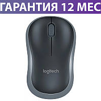 Беспроводная мышка Logitech M185, черная/серая, USB, мышь для ноутбука логитеч/лоджитек/логитек