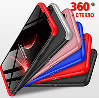Чехол GKK для Realme С3 защита 360 градусов + Стекло (Разные цвета)