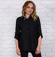Легкая женская рубашка в горох,штапельная, черно-белая (от производителя)