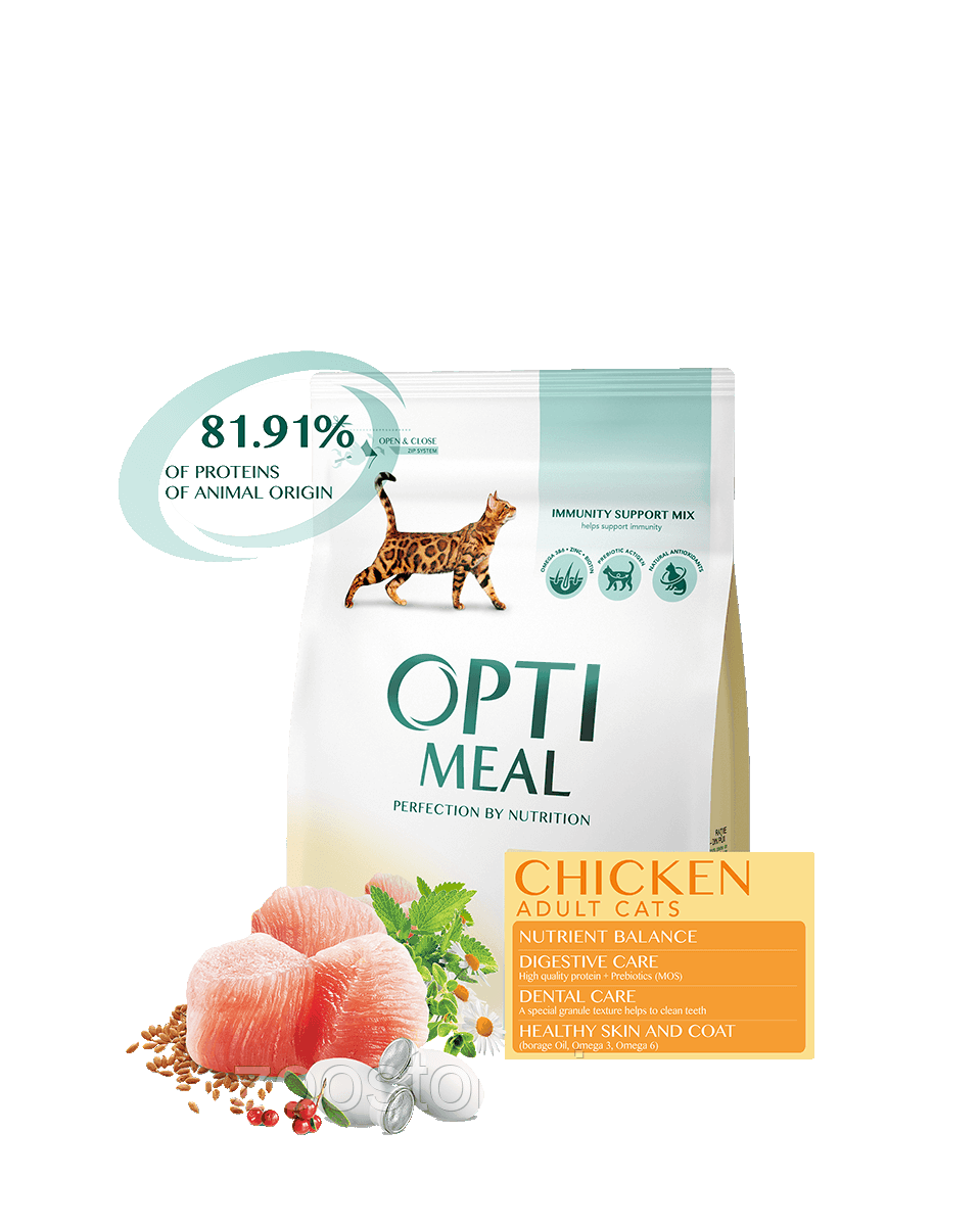Корм сухой для взрослых кошек OPTI MEAL курица 700 г