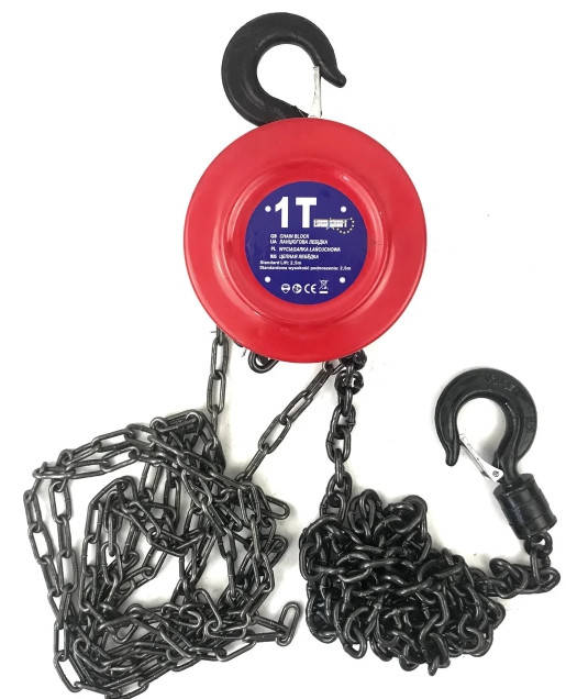 Таль ланцюгова Euro Craft: 1000кг: Висота підіймання: 2,5м