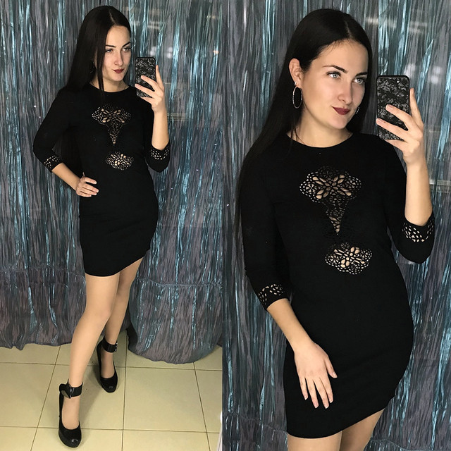 Красиве облягає плаття з перфорацією