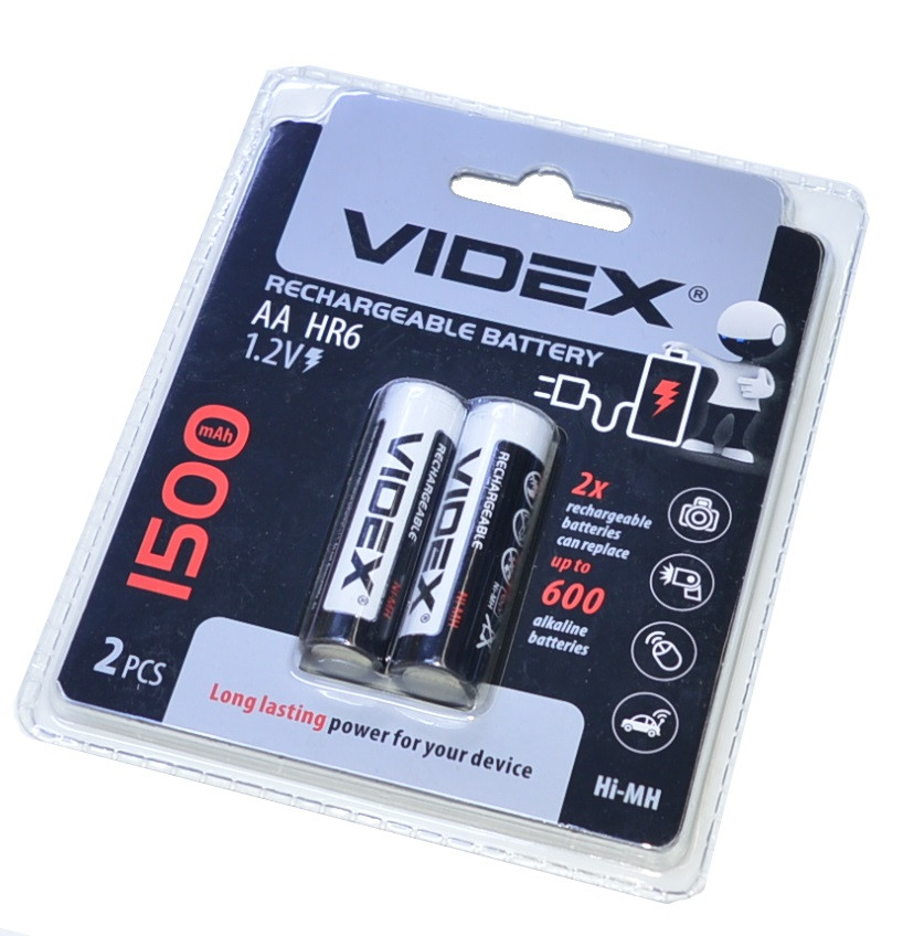 Акумулятор LR06(AA) Videx Ni-Mh 1,2V 1500mAh 2шт/упак., фото 1