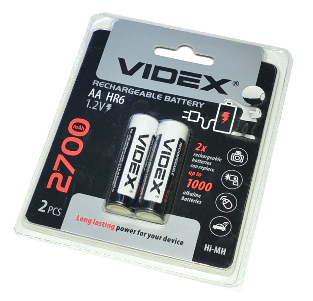 Акумулятор LR06(AA) Videx Ni-Mh 1,2V 2700mAh 2шт/упак., фото 1