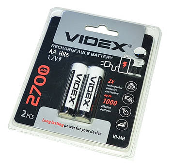 Акумулятор LR06(AA) Videx Ni-Mh 1,2V 2700mAh 2шт/упак.