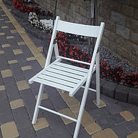 Складаний дерев'яний стілець білого кольору/Туристичний стілець складаний/Бузковий стілець розкладний/Садовий стілець