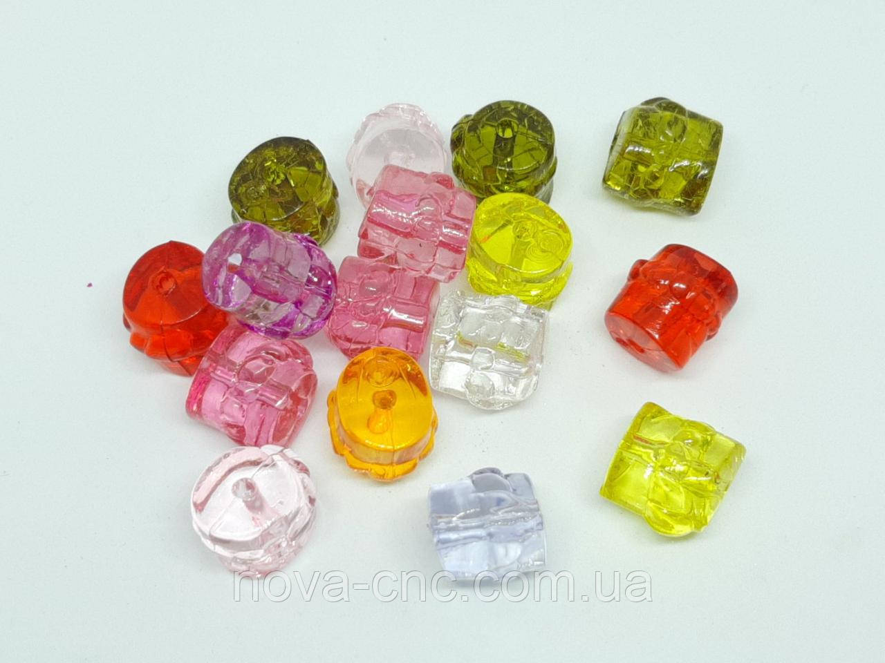 Бусини "Бочонок з косою" мікс 14 мм акрил 500 грамів