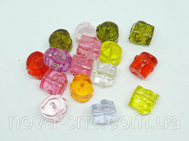 Бусини "Бочонок з косою" мікс 14 мм акрил 500 грамів, фото 1