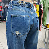 Джинси Bark MOM жіночі з надписами рвані котон 28 блакитні, фото 4