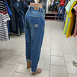 Джинси Bark MOM жіночі з надписами рвані котон 28 блакитні, фото 10