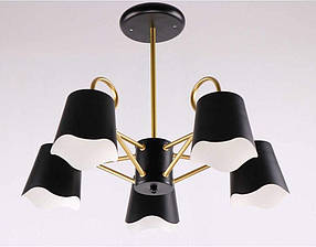 Люстра стельова в стилі лофт чорна на п'ять ламп