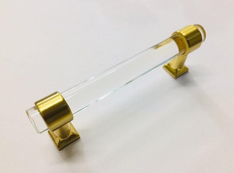 Прозора ручка-скоба модерн AG1-120-96 GOLD ACRYLIC золото 96 мм