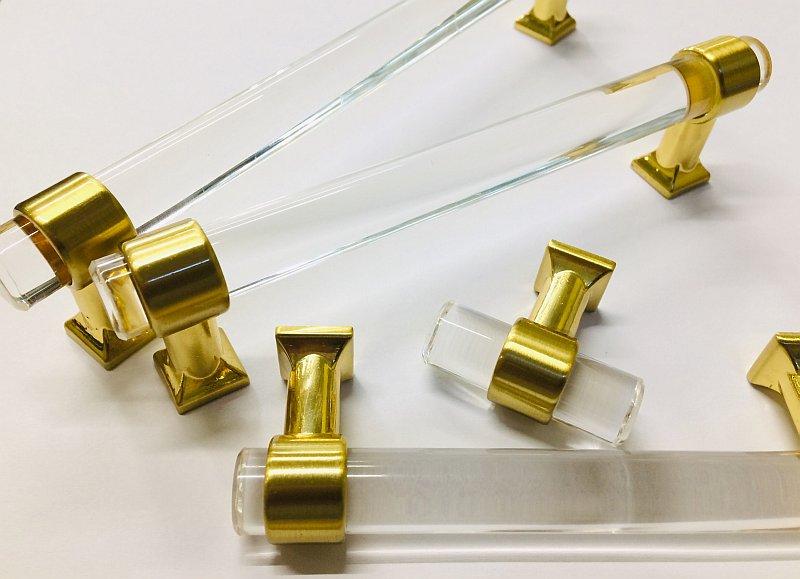 Прозорі ручки модерн GOLD ACRYLIC с золотими кріпленнями