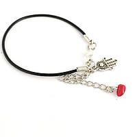 Браслет Black Line шкіряний чорний шнурок на зап'ястя