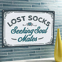 Металлическая табличка Lost socks 260*185*0,5 мм (MET_20J024_WH)