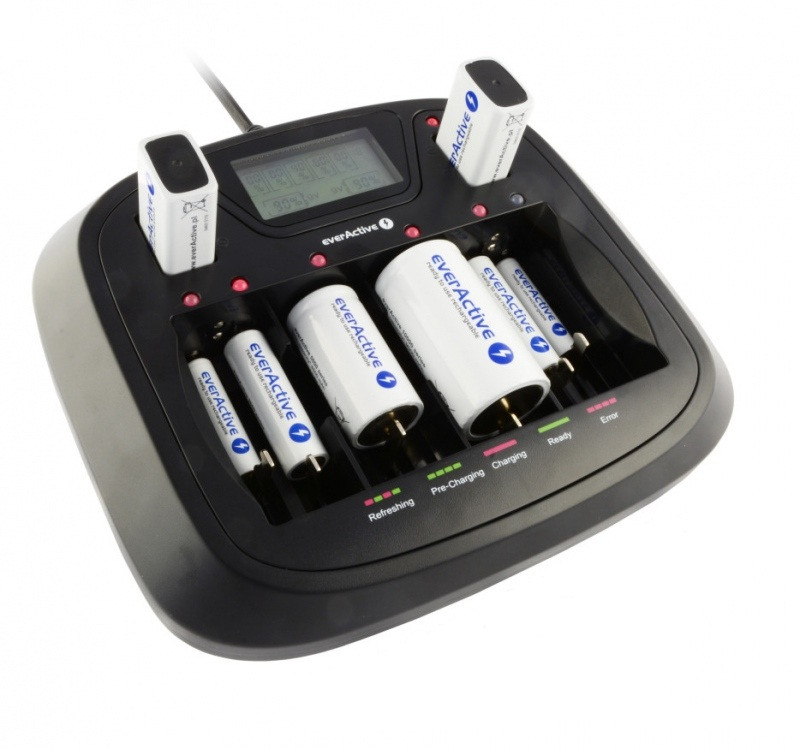 Універсальний зарядний пристрій everActive NC-900U 8 каналів Ni-Mh 220 V/12V USB Test LED+LCD