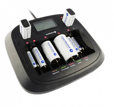 Універсальний зарядний пристрій everActive NC-900U 8 каналів Ni-Mh 220 V/12V USB Test LED+LCD, фото 1