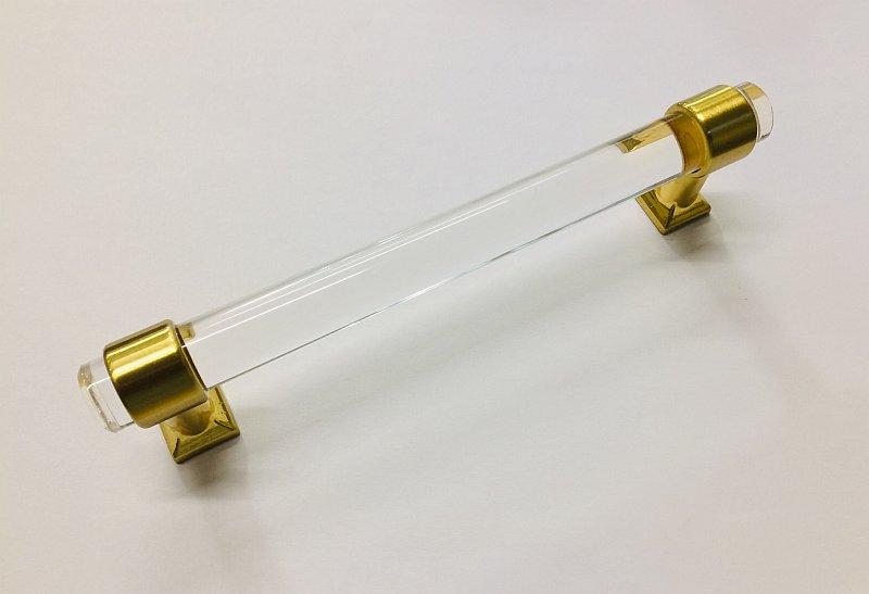 Прозора ручка-скоба модерн AG2-150-128 GOLD ACRYLIC золото 128 мм