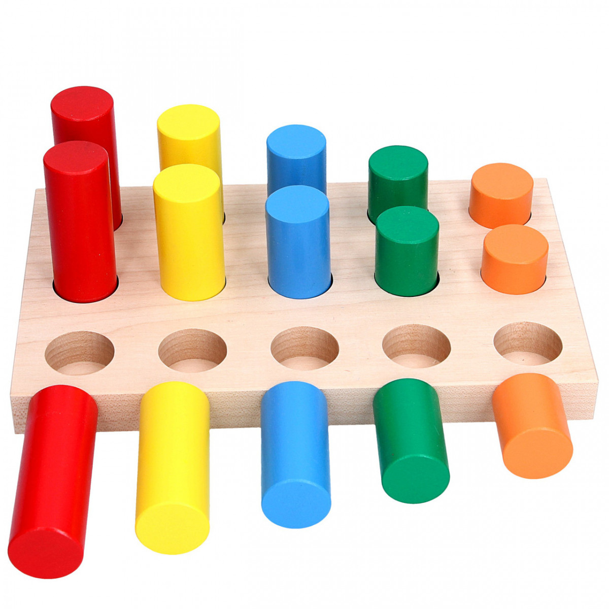 Деревянная игрушка сортер Цветные цилиндры, Komarovtoys (А 312) - фото 2 - id-p88947504