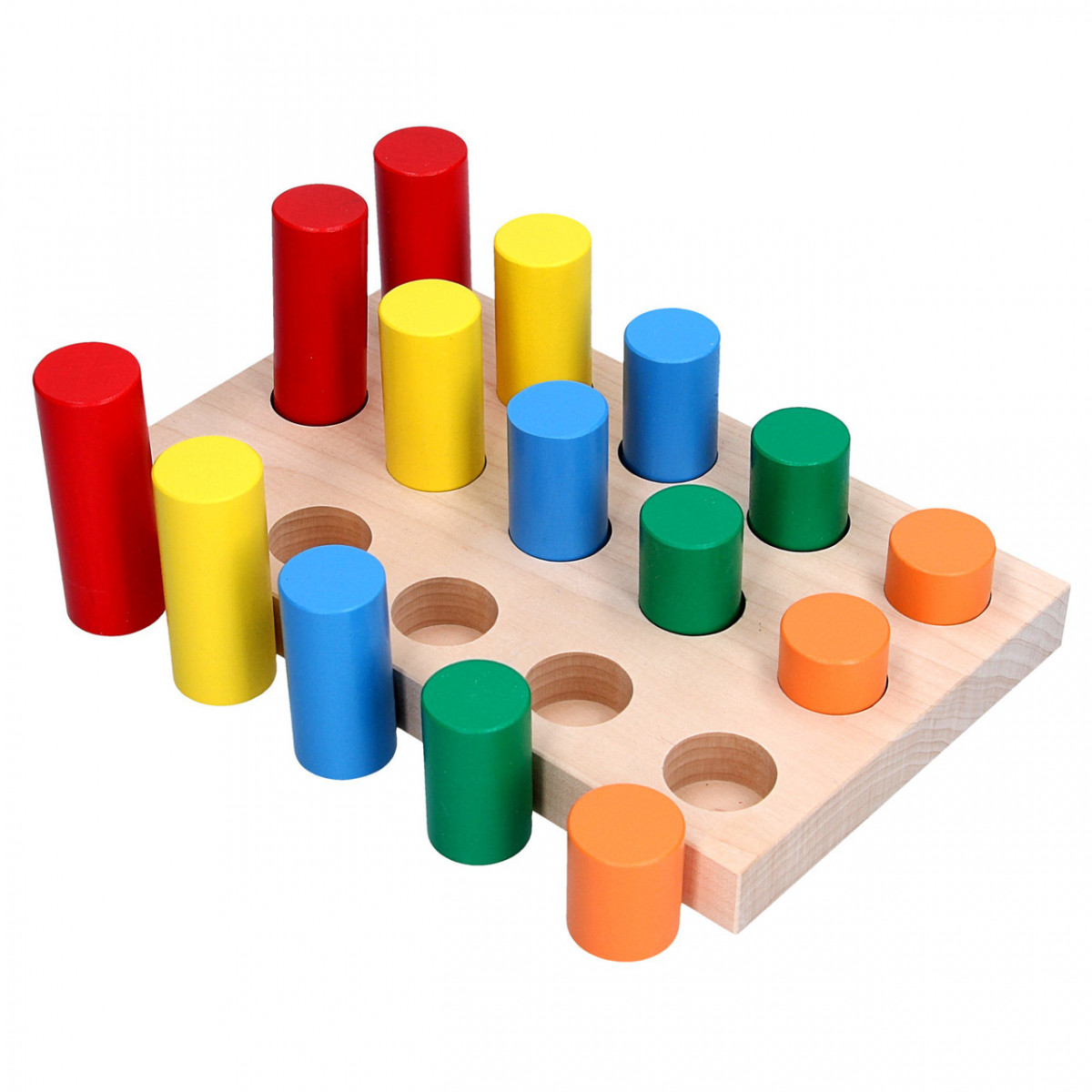 Деревянная игрушка сортер Цветные цилиндры, Komarovtoys (А 312) - фото 3 - id-p88947504