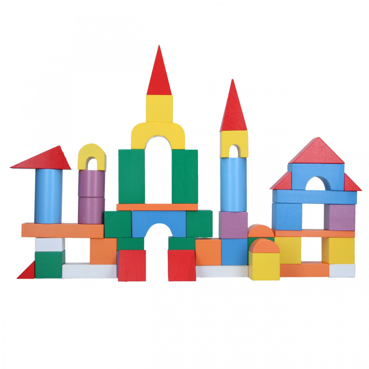 Детская развивающая игрушка деревянные цветные кубики конструктор в ведре 50 шт в ведре, Komarovtoys (А 319) - фото 2 - id-p87618729