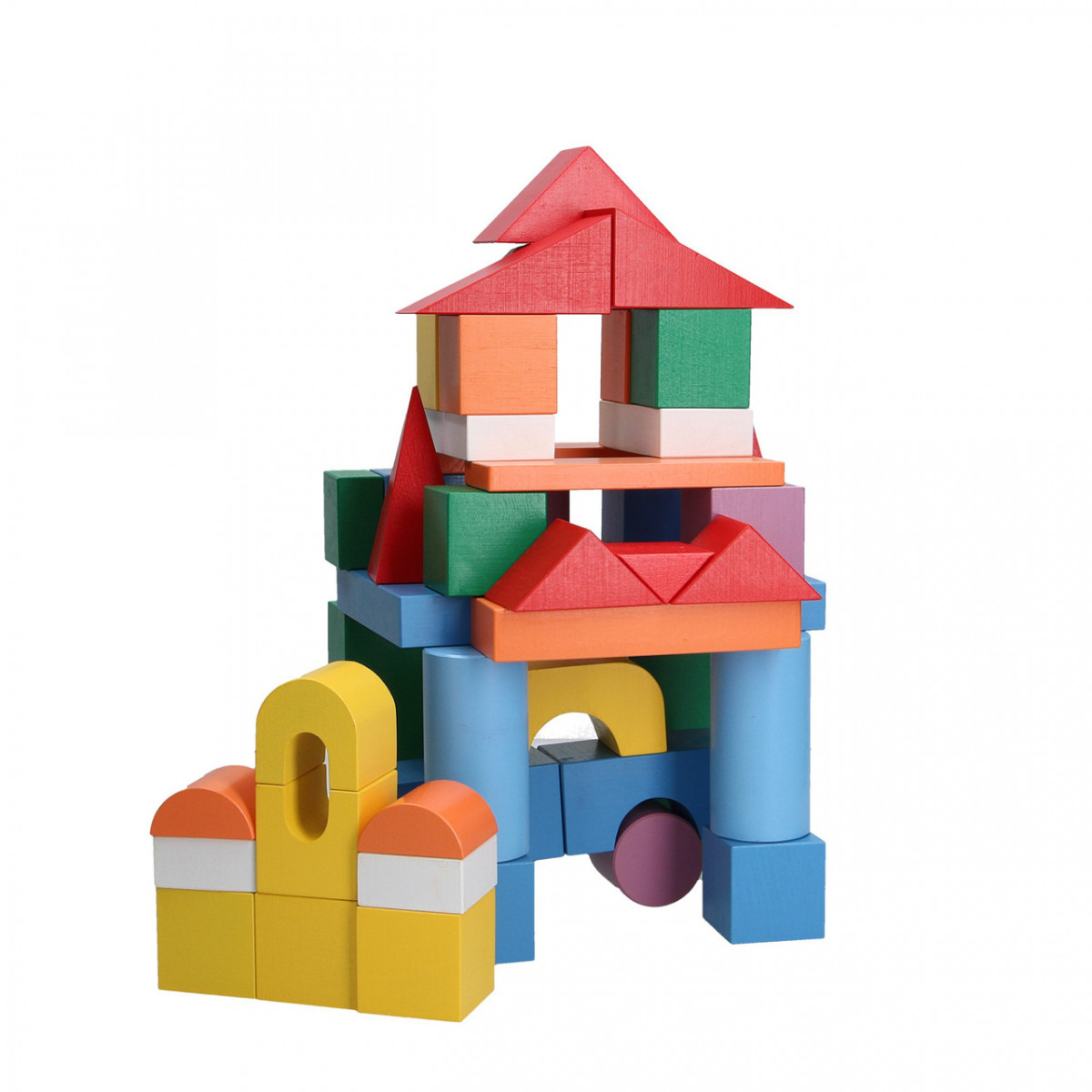 Детская развивающая игрушка деревянные цветные кубики конструктор в ведре 50 шт в ведре, Komarovtoys (А 319) - фото 3 - id-p87618729