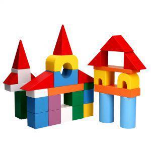 Детская развивающая игрушка деревянные строительные блоки кубики конструктор в ведре (31 дет), Komarovtoys (А - фото 2 - id-p87611814