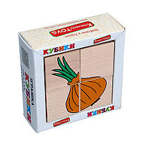 Детские деревянные кубики Овощи, Komarovtoys (Т 607) (укр)
